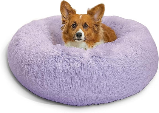 Best Friends by Sheri The Original Calming Donut Cat and Dog Bed in Shag Fur Lavender 30"