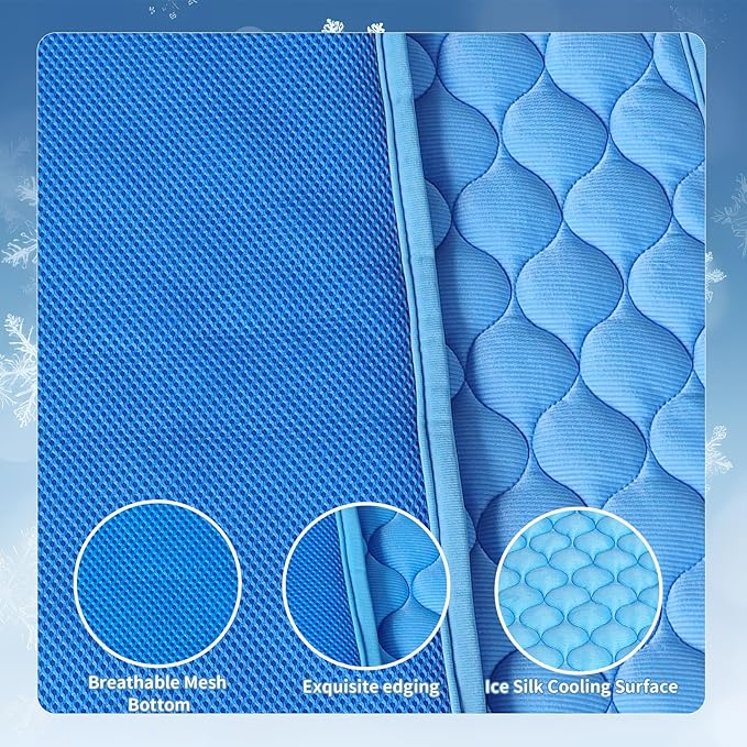 NAMOTEK Washable Dog Cooling Mat Ice Silk Cooling 27" Lx19 x0.48 Th