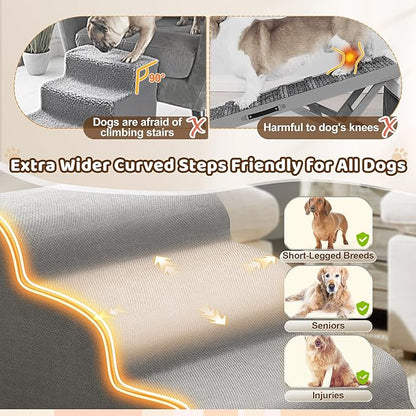 Gimars Upgrade Taller Dog Stairs for Samll Dogs for Bed 20" H 4-Step Dog