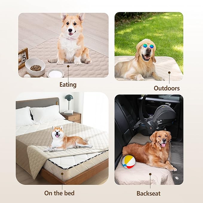 gogobunny 100% Double-Sided Waterproof Dog Bed Cover Pet Blanket Sofa Couch Furniture Protector for Puppy Large Dog Cat, Reversible (40x50 Inch (Pack of 1), Dark Beige/Light Beige)