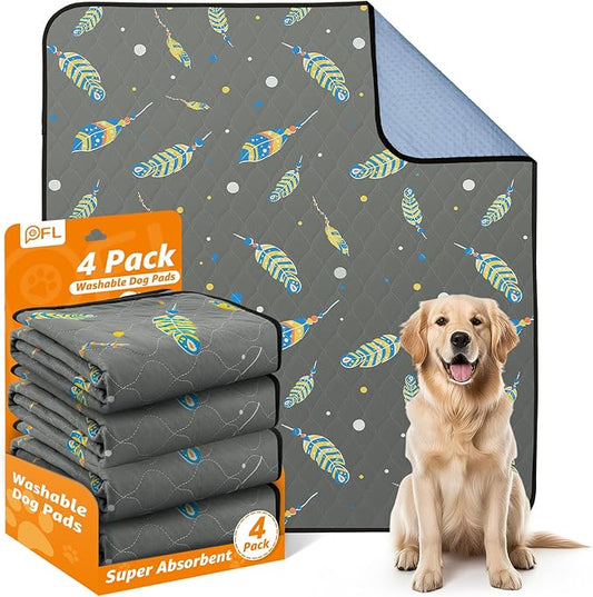 Washable Pee Pads for Dogs: 4 Pack Reusable Puppy Pads 34x36 Inch