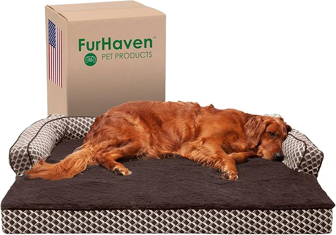 Furhaven Orthopedic Dog Bed for Large Dogs w/ Removable Bolsters & Washable Cover 95 lbs