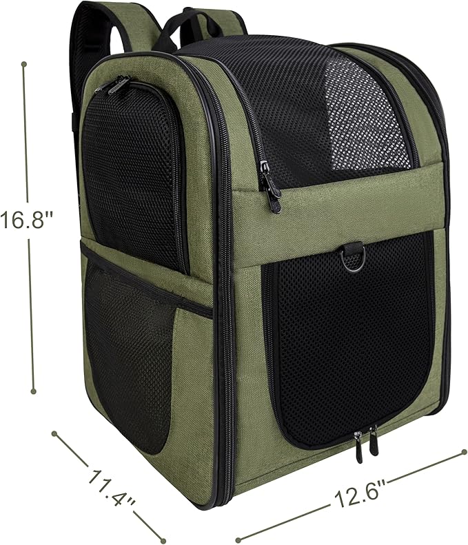 Apollo Walker Pet Carrier Backpack for Large/Small Cats and Dogs, Puppies, Safety Features and Cushion Back Support for Travel, Hiking, Outdoor Use (Green)