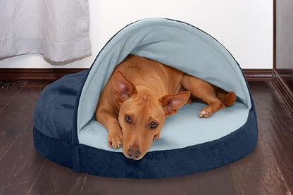 Furhaven 26" Round Memory Foam Dog Bed for Medium/Small Dogs w/ Removable Washable Cover 30 lbs 26-inch