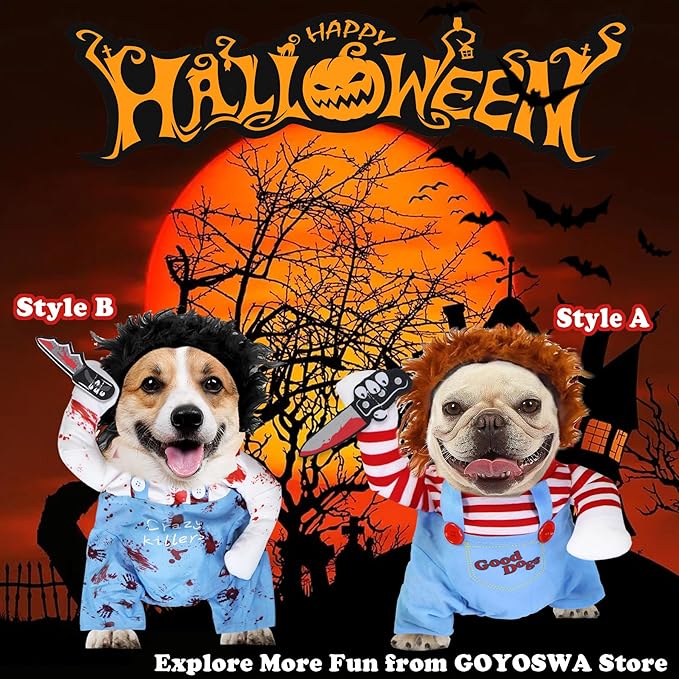 Dog Halloween Costumes, Pet Deadly Doll Dog Costume Funny Dog Costumes Dog Halloween Costume Clothes for Small Medium Large Extra Large Dogs Pets (Large)