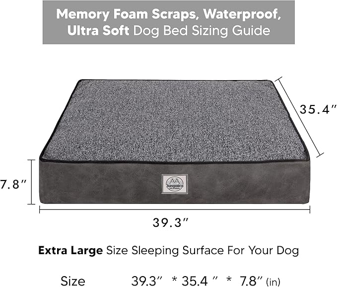 Memory Foam Dog Bed for Extra Large Dogs- Waterproof Dog Bed Mat with Removable Washable Cover