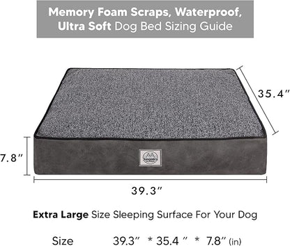 Memory Foam Dog Bed for Extra Large Dogs- Waterproof Dog Bed Mat with Removable Washable Cover