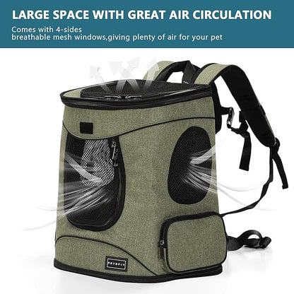 Petsfit Pet Backpack Carrier with Upgrade Waist Cushion Design to Better Fit The Waist, Suitable for Small and Medium Dogs Cats, and Rabbits up to 18 Pounds