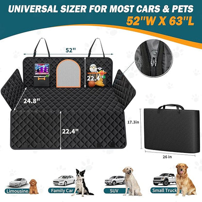 Back Seat Extender for Dogs Large Hard Bottom Car Seat Cover Waterproof Sturdy Nonslip Pets Dog Hammock Backseat Protector for Car