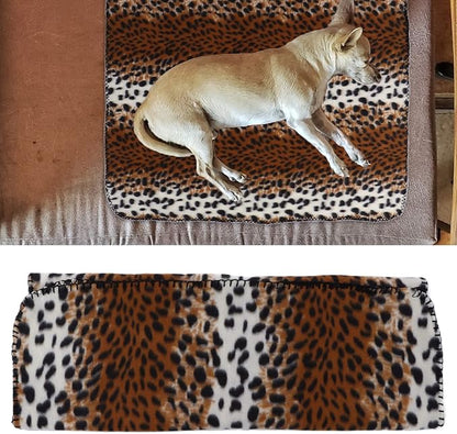 Fleece Pet Blanket, Effectively Isolate Stains Warm and Comfortable Blanket Kennel Blanket for Camping for Travel for Hotel for Beach(Leopard Print, S)