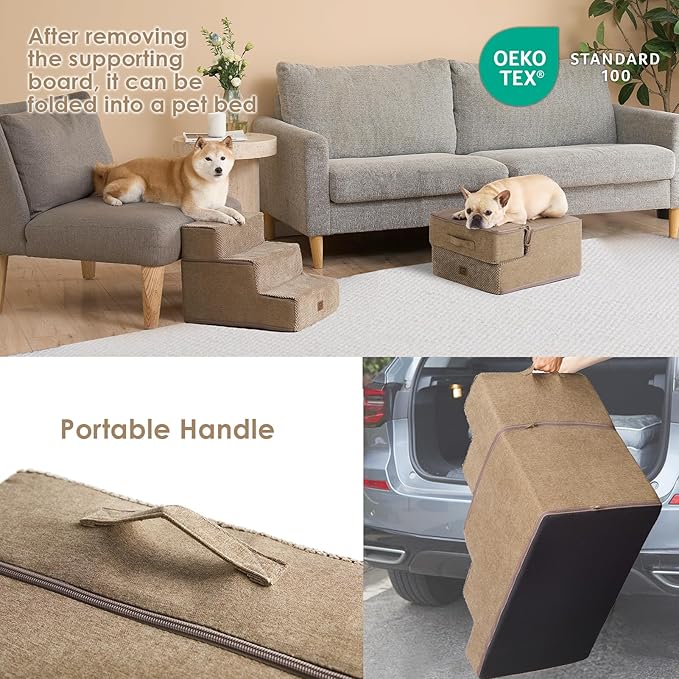 EHEYCIGA Dog Stairs for Small Dogs 13.5" H 3-Step Dog