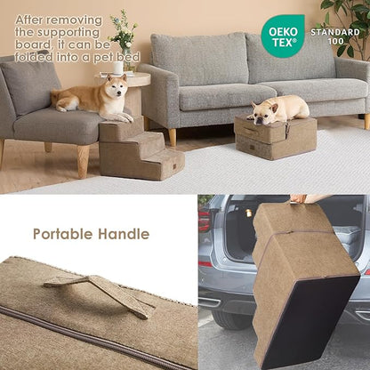 EHEYCIGA Dog Stairs for Small Dogs 13.5" H 3-Step Dog