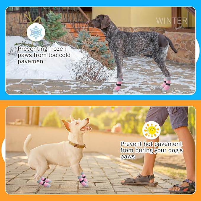 SCENEREAL Dog Socks to Prevent Licking Paws for Hardwood Floors Anti Slip