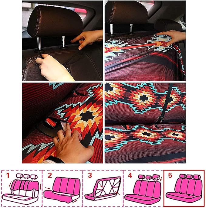 COEQINE Wolf Print Car Seat Covers Full Set for Women 2 Pcs