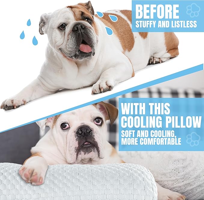 HOMBYS Cooling Dog Claming Pillow for Large and Medium Dogs, Soft & Breathable Dog Neck Pillow Improve Anxiety Relief, Machine Washable Pet Pillow for Dogs & Cats, Pet Calming Toy(17"x8", Light Grey)