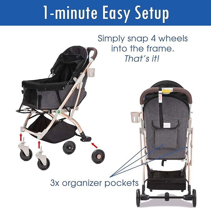 HPZ Pet Rover Lite Premium Light-Weight Dog/Cat/Pet Stroller Entry/1-Hand Quick 2nd-Gen.)