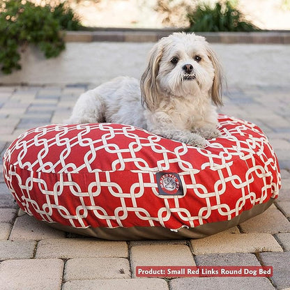 Yellow Links Medium Round Indoor Outdoor Pet Dog Bed With Removable Washable Cover By Majestic Pet Products