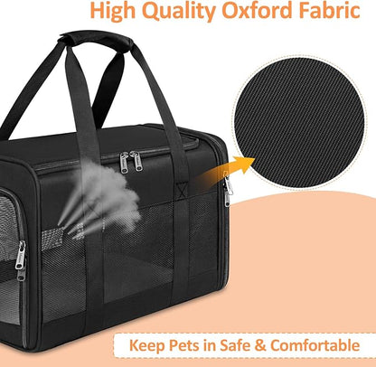 Mancro Cat Carrier, Pet Carrier Airline Approved for Medium Cats 20lbs, Dog Carrier for Small Dogs and Puppies, Soft Sided Collapsible Top Loading Cat Bag Carrier for Travel & Car