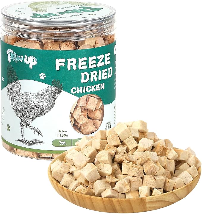 Freeze Dried Chicken for Dogs Cats, High Protein Raw Dog Food Topper, Single Fresh Ingredient Treats, 4.6oz, Rawhide Free