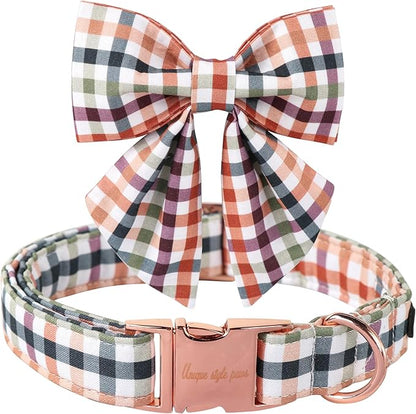 Unique Style Paws Cotton Dog Collar with Bow