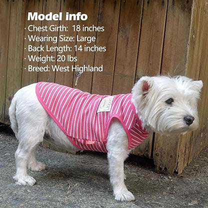 KYEESE 2Pack Dog Shirts Striped for Small Dogs Soft Stretchy Dog T-Shirts Lightweight Dog Tank Top Sleeveless Dog Vest Breathable