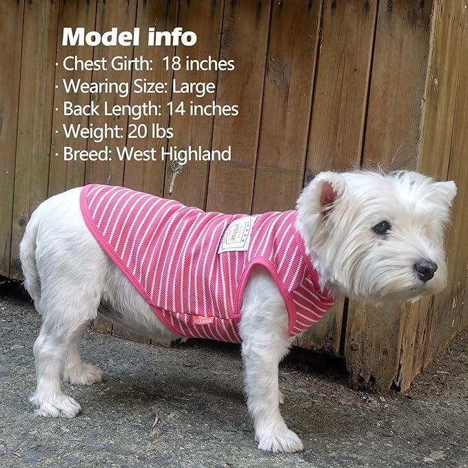 KYEESE 2Pack Dog Shirts Striped for Small Dogs Soft Stretchy Dog T-Shirts Lightweight Dog Tank Top Sleeveless Dog Vest Breathable