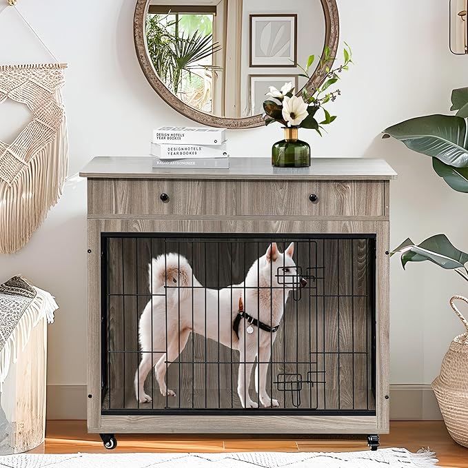 NicBex Dog Crate Furniture 38.4" L