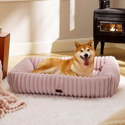 Bedsure Cute Dog Bed for Large Dogs 36x27x8inches, Blush
