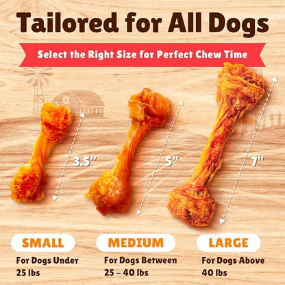 Gootoe Turkey Tendon Dog Treats – 100% USA-Sourced, Natural Snack, Premium Training Chews, Hypoallergenic, Reseal Value Bags, Size for Small Dogs, Bone (S) Jumbo Pack, 1 lb (Pack of 1)