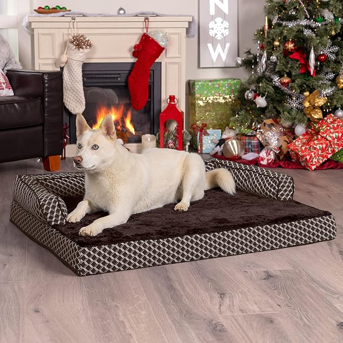 Furhaven Orthopedic Dog Bed for Large Dogs w/ Removable Bolsters & Washable Cover 95 lbs