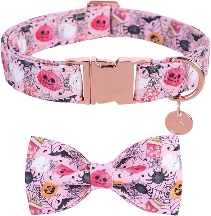 DOGWONG Fall Dog Collar with Bowtie
