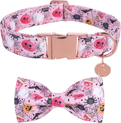 DOGWONG Fall Dog Collar with Bowtie