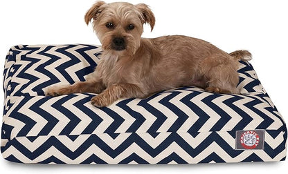 Navy Blue Chevron Small Rectangle Indoor Outdoor Pet Dog Bed With Removable Washable Cover By Majestic Pet Products