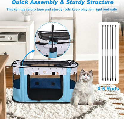 Cat Carrier Soft Portable Pet Carrier for Small or Medium Cats Dog Carrier Cat Travel Bag with Mat and Carry Bag, Blue