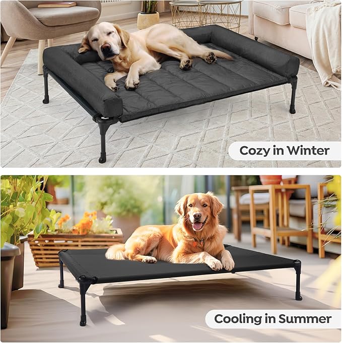 Veehoo Cooling Elevated Dog Bed + Waterproof Removable Pillow-Top Mat CWC2331B