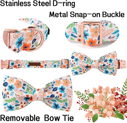 Unique Style Paws Cotton Dog Collar with Bow