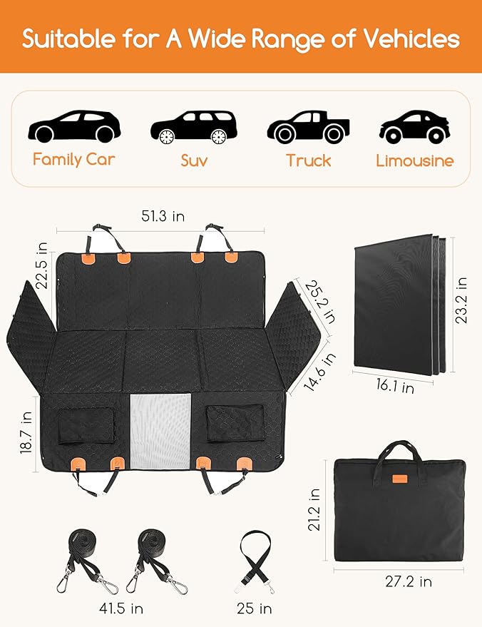 Meowant Dog Car Seat Cover for Back Seat 7 mm 330lbs, Back