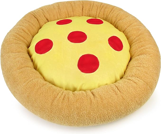 TONBO Soft Plush Small Cute and Cozy Food Dog Cat Bed, Washer and Dryer Friendly (Pizza)