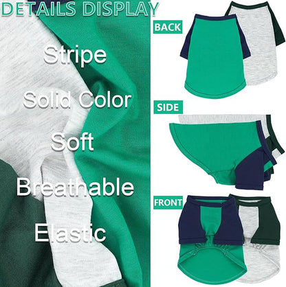 2 Pack Dog Clothes for Small Dogs Summer Dog Shirt Soft Stretchy Puppy Clothes for Medium Dog T-Shirts Lightweight Dogs Pet Cat Vest Clothing (Green