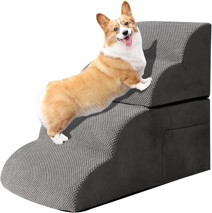 Furnishh Dog Stairs for Small Dogs High Bed Couch Chair 22.8 Inches 4-Step Pet