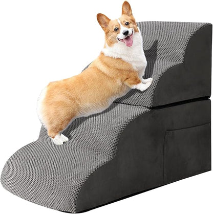 Furnishh Dog Stairs for Small Dogs High Bed Couch Chair 22.8 Inches 4-Step Pet