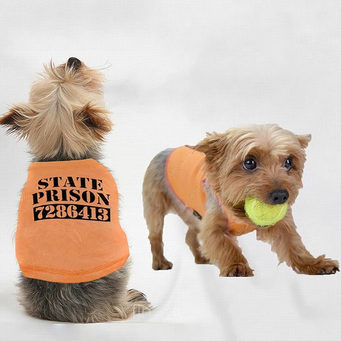 Dog Prisoner Costume,Orange Jailbird Inmate Prison Dog Outfit,Halloween Costume for Pets