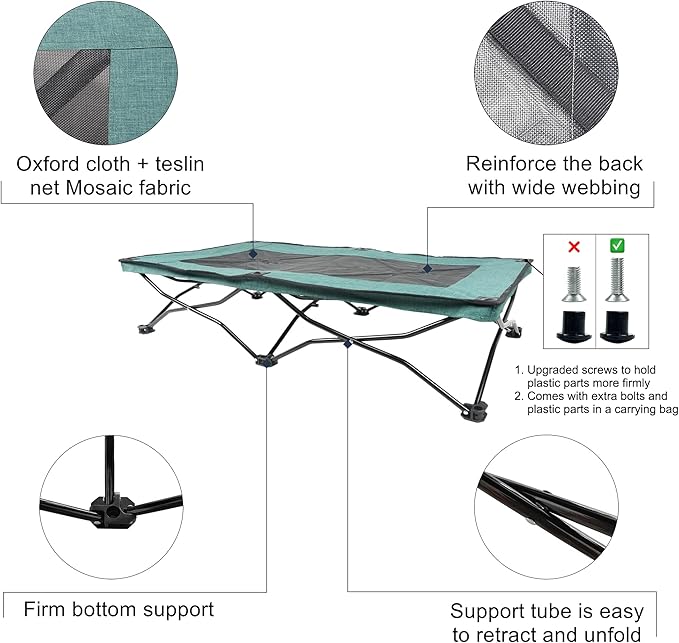Folding Outdoor Raised Elevated Cooling Dog Cot Beds for Large Dogs 47 Inches