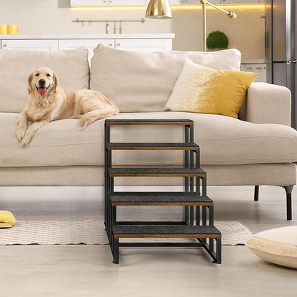 Dog Stairs Grey Dog Steps for High Beds 5 Tier Pet Stairs for Small Medium Large Dogs and Cats
