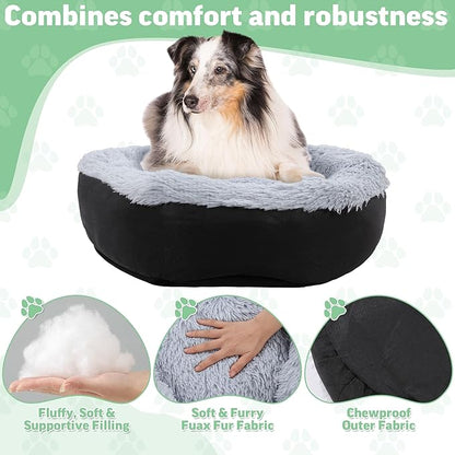 HOMBYS Indestructible Dog Bed Chew Proof Dog Bed for Aggressive Chewers with Faux Fur Surface Washable-27x27x8 inches