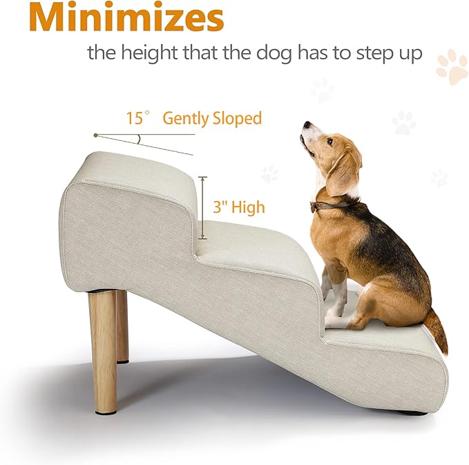 Senneny Imitation linen Faux Leather Dog Stairs 150 lbs, 3 Step