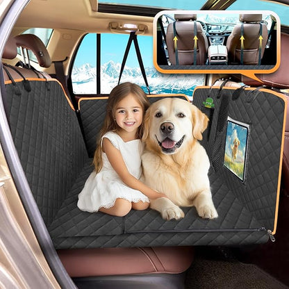Back Seat Extender for Dogs with Hard Bottom Car Seat Cover-Dual Support Straps 300lbs