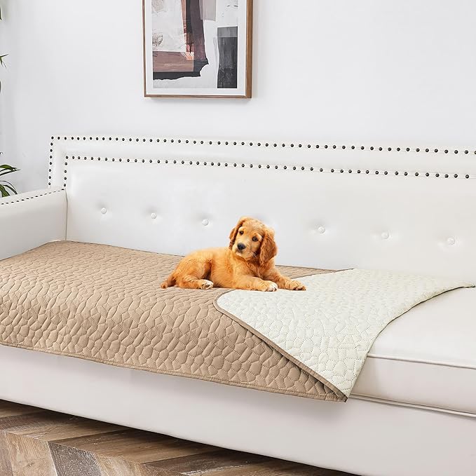 Waterproof Dog Blanket, Washable Anti-Slip Pet Couch Covers for Sofa,Pet Hair Resistant Blankets Bed Chair Furniture Couch Protector for Dogs-30x70,Beige