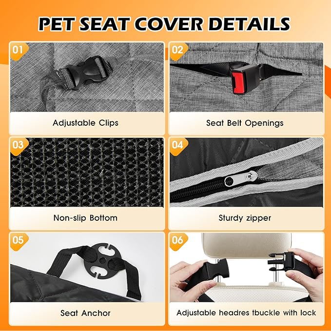 Dog Car Seat Cover for Back Seat 100% Waterproof