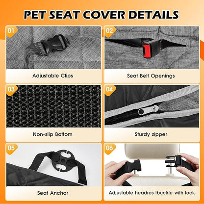 Dog Car Seat Cover for Back Seat 100% Waterproof
